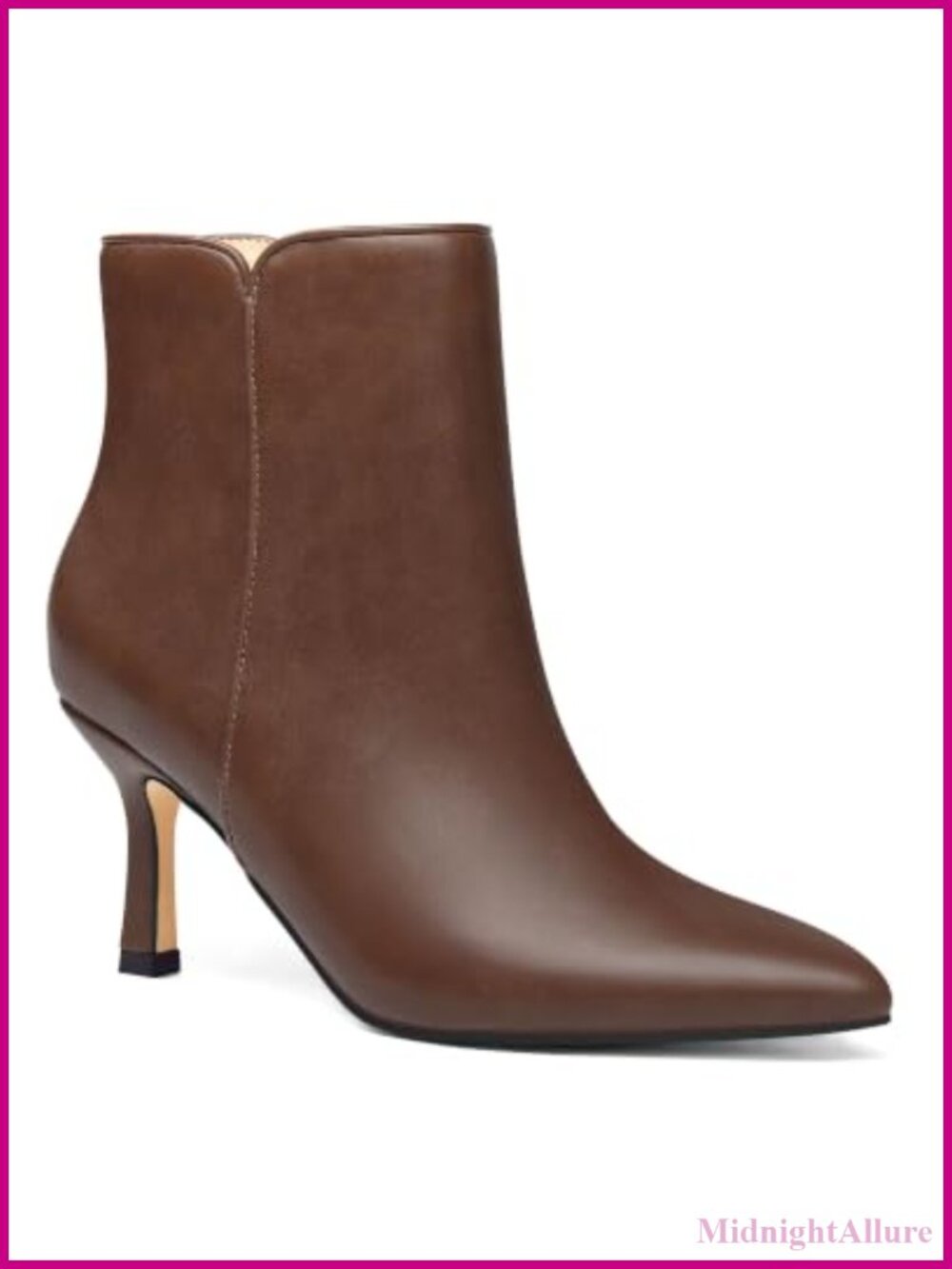 Coutgo Women's Kitten Heel Booties Pointed Toe Faux Leather Ankle Boots